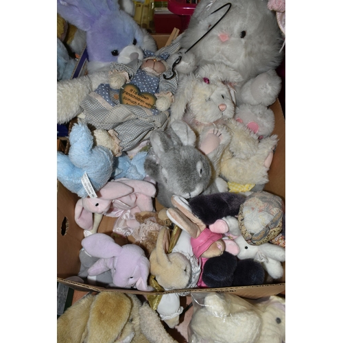 540 - A LARGE COLLECTION OF MODERN SOFT TOYS AND DOLLS, majority are soft toy rabbits but also includes se... 