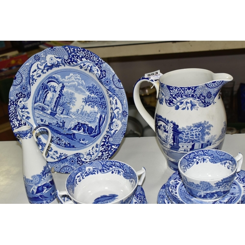 553 - A SMALL QUANTITY OF MODERN BLUE AND WHITE SPODE, including an Italian pattern water jug, height 18.5... 