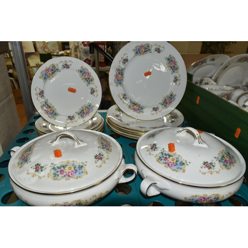 558 - THREE BOXES AND LOOSE OF TEA AND DINNERWARE, including  Tuscan, Foley, Japanese eggshell porcelain, ... 