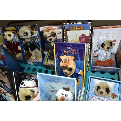 565 - A COLLECTION OF BOXED MEERKAT SOFT TOYS, from the T.V. commercials, many with 'Certificates of Authe... 