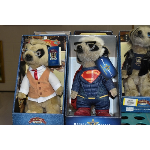 565 - A COLLECTION OF BOXED MEERKAT SOFT TOYS, from the T.V. commercials, many with 'Certificates of Authe... 