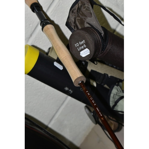 571 - SIX MODERN CARBON FISHING RODS, five in zipped storage cases comprising a Greys Greyflex M2 three se... 