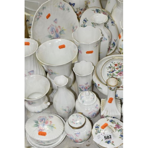 582 - A LARGE QUANTITY OF AYNSLEY 'PEMBROKE', 'JUST ORCHIDS' AND 'LITTLE SWEETHEART' PATTERN GIFTWARE, app... 