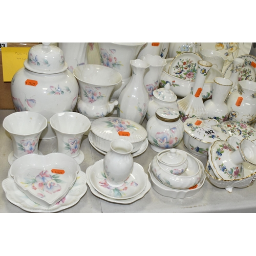 582 - A LARGE QUANTITY OF AYNSLEY 'PEMBROKE', 'JUST ORCHIDS' AND 'LITTLE SWEETHEART' PATTERN GIFTWARE, app... 