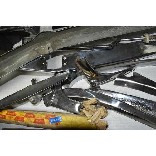 594 - A QUANTITY OF ASSORTED PIECES OF CHROME CAR TRIM, to include a boot lock and a glazed quarterlight, ... 