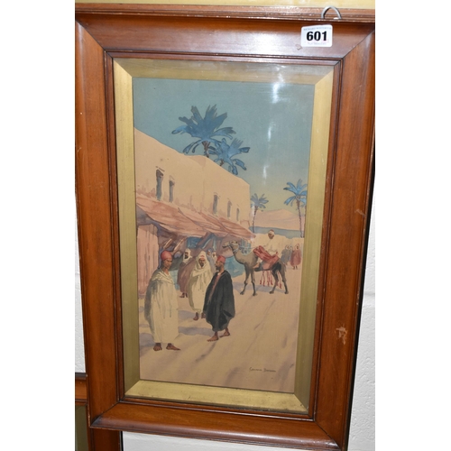 601 - GIOVANNI BARBARO (ITALY 1864-1915) THREE NORTH AFRICAN SCENES, comprising two street scenes with fig... 