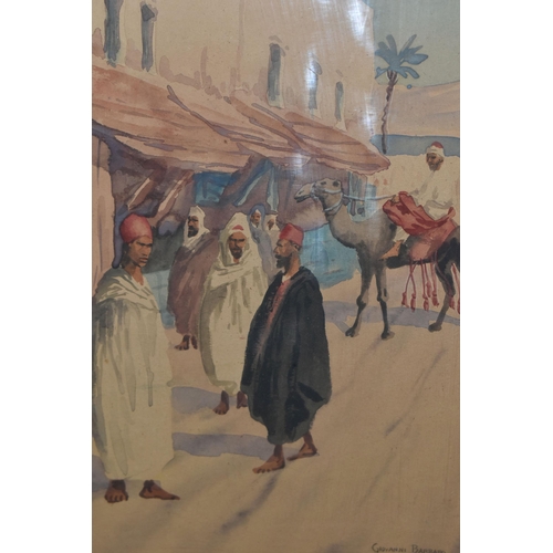 601 - GIOVANNI BARBARO (ITALY 1864-1915) THREE NORTH AFRICAN SCENES, comprising two street scenes with fig... 