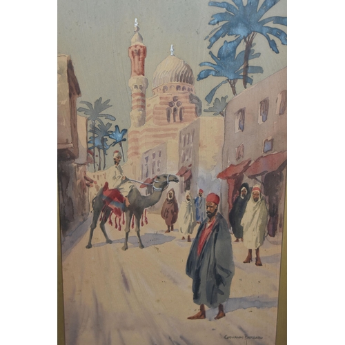 601 - GIOVANNI BARBARO (ITALY 1864-1915) THREE NORTH AFRICAN SCENES, comprising two street scenes with fig... 