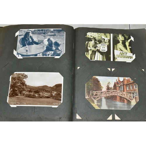 608 - TWO ALBUMS OF POSTCARDS containing approximately 428 miscellaneous examples from the Edwardian era t... 