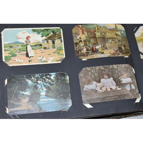 616 - TWO ALBUMS OF POSTCARDS containing approximately 566 early 20th century postcards (Edwardian-1930's ... 