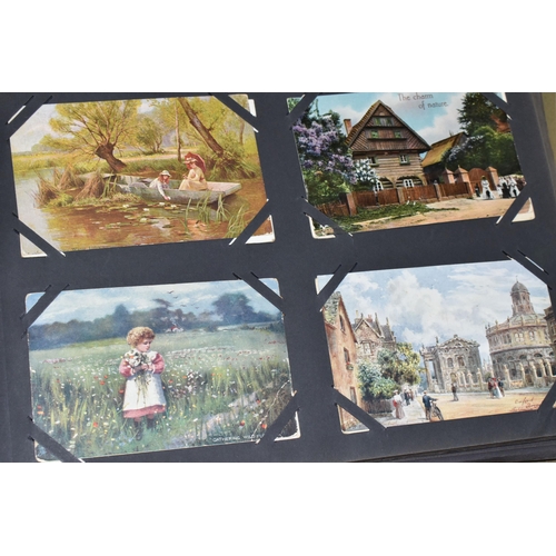 616 - TWO ALBUMS OF POSTCARDS containing approximately 566 early 20th century postcards (Edwardian-1930's ... 