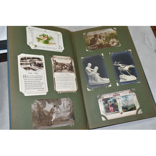 616 - TWO ALBUMS OF POSTCARDS containing approximately 566 early 20th century postcards (Edwardian-1930's ... 