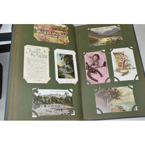 616 - TWO ALBUMS OF POSTCARDS containing approximately 566 early 20th century postcards (Edwardian-1930's ... 