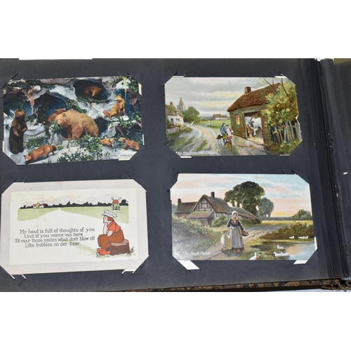 616 - TWO ALBUMS OF POSTCARDS containing approximately 566 early 20th century postcards (Edwardian-1930's ... 