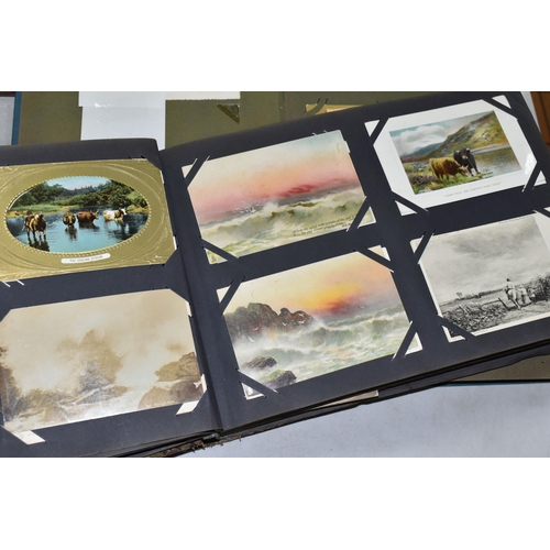 616 - TWO ALBUMS OF POSTCARDS containing approximately 566 early 20th century postcards (Edwardian-1930's ... 