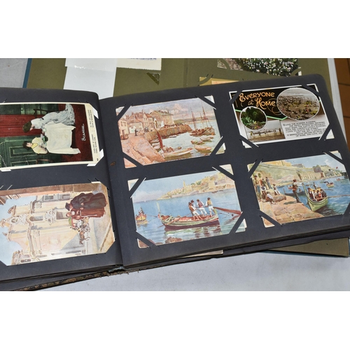 616 - TWO ALBUMS OF POSTCARDS containing approximately 566 early 20th century postcards (Edwardian-1930's ... 