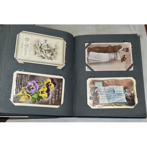 619 - TWO ALBUMS OF POSTCARDS containing approximately 587 Postcards dating from the early 20th century wi... 