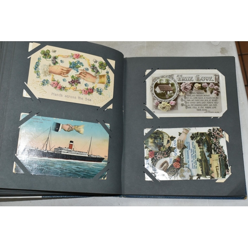 619 - TWO ALBUMS OF POSTCARDS containing approximately 587 Postcards dating from the early 20th century wi... 