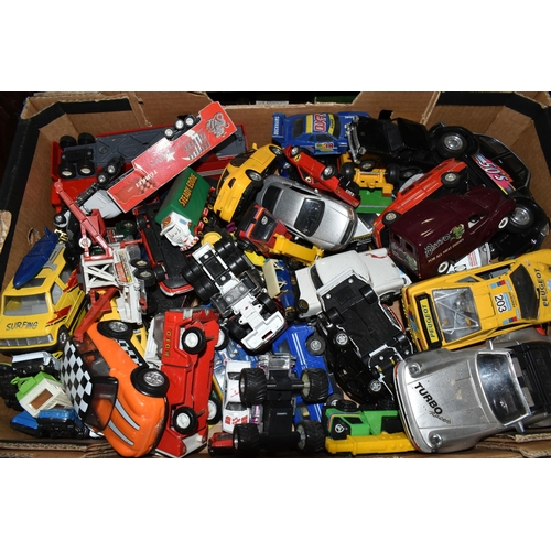 649 - A QUANTITY OF UNBOXED AND ASSORTED PLAYWORN MODERN DIECAST VEHICLES, Corgi, Burgao, Lledo, Majorette... 