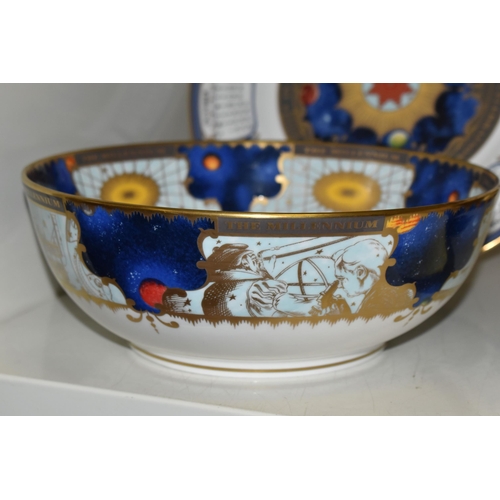 671 - THREE PIECES OF ROYAL WORCESTER 'MILLENNIUM' GIFTWARES, comprising a salad/fruit bowl diameter 23cm ... 