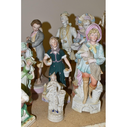 676 - A GROUP OF CERAMIC FIGURES, to include a Gebrüder Heubach female figure, height 24cm, other continen... 