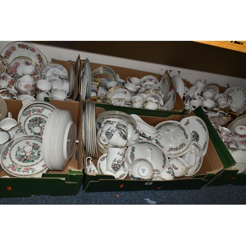 681 - SIX BOXES OF DINNER AND TEA WARES, including two boxes of Indian Tree pattern by various manufacture... 