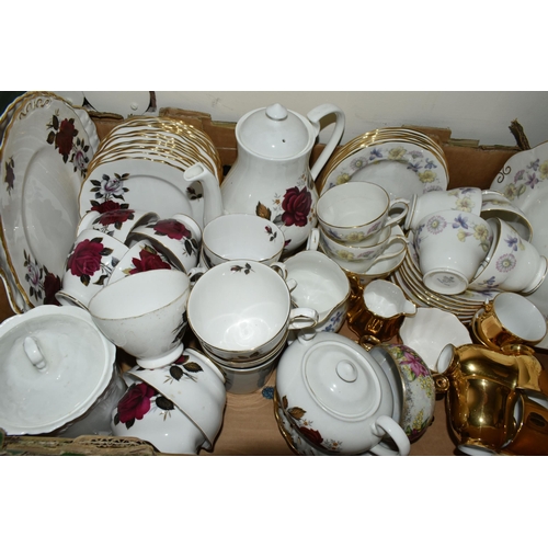 681 - SIX BOXES OF DINNER AND TEA WARES, including two boxes of Indian Tree pattern by various manufacture... 