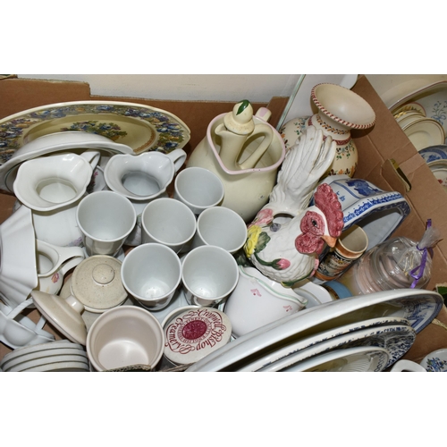 683 - FIVE BOXES OF CERAMICS AND GLASS WARES, to include a thirty six piece Royal Doulton Plymouth TC1105 ... 