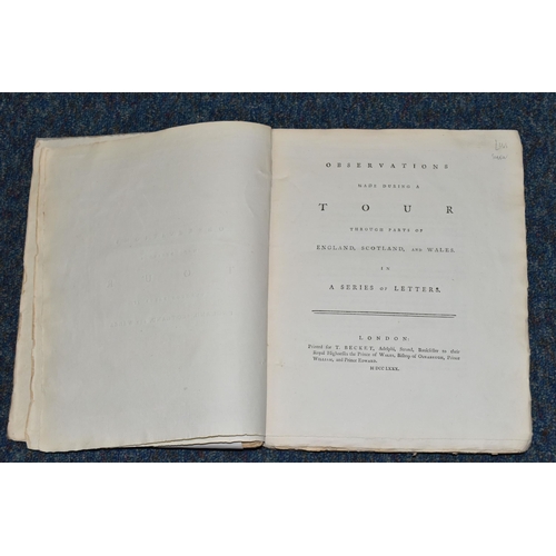 689 - (Attributed to) SULLIVAN; Richard, Sir. Observations Made During A Tour Through Parts Of England, Sc... 