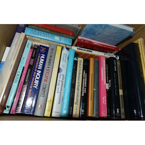 694 - FOUR BOXES OF BOOKS containing approximately 105 miscellaneous titles in hardback and paperback form... 