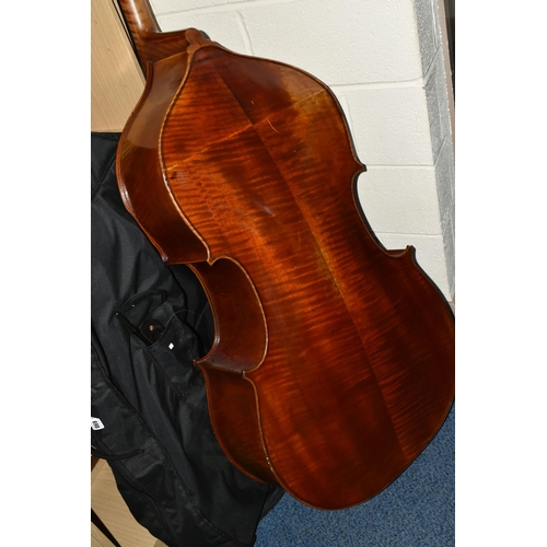 698 - A CONTEMPORARY DOUBLE BASS, paper label Jay Haide 2011, strong flamed wood body, bridge marked Timto... 