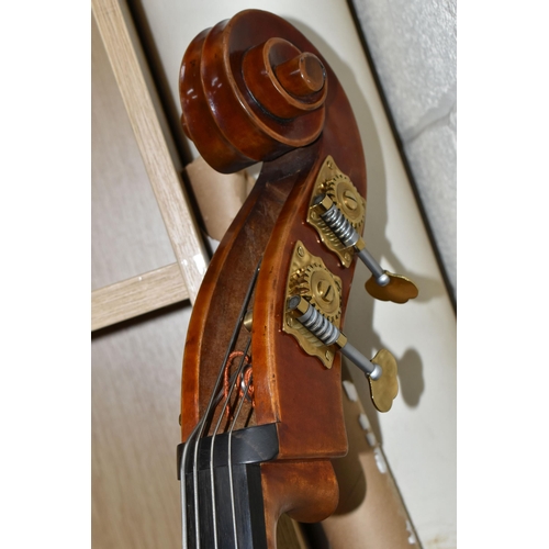 698 - A CONTEMPORARY DOUBLE BASS, paper label Jay Haide 2011, strong flamed wood body, bridge marked Timto... 