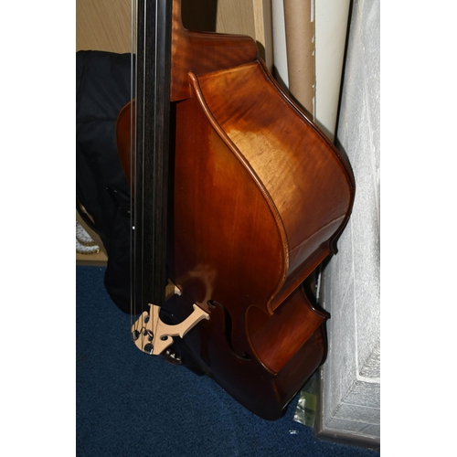 698 - A CONTEMPORARY DOUBLE BASS, paper label Jay Haide 2011, strong flamed wood body, bridge marked Timto... 