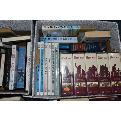 702 - TWO BOXES OF BOOKS containing approximately thirty-seven titles on the subject of WW1 and WW2 includ... 