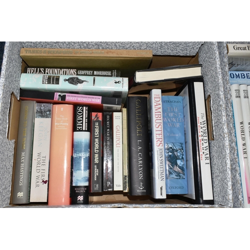 702 - TWO BOXES OF BOOKS containing approximately thirty-seven titles on the subject of WW1 and WW2 includ... 