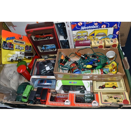 704 - ONE BOX OF VINTAGE TOYS AND BEAR, to include a mid-century playworn teddy bear (growler not working)... 