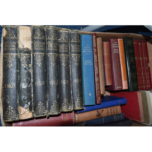 706 - TWO BOXES OF BOOKS containing sixty-five miscellaneous titles in hardback format (several antiquaria... 