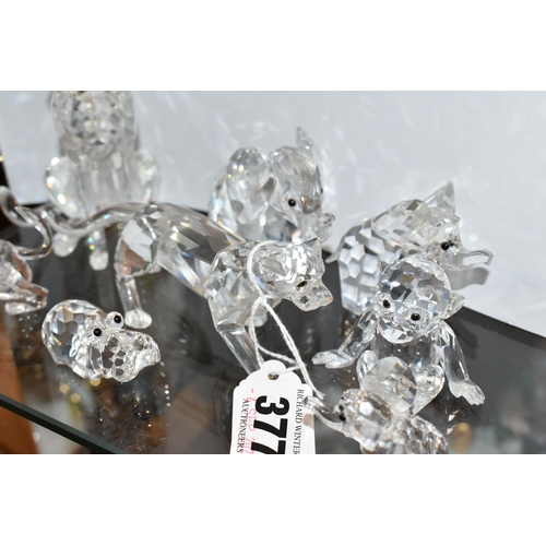 377 - A GROUP OF SWAROVSKI CRYSTAL AFRICAN WILDLIFE FIGURES, comprising boxed Leopard 217093, boxed Cheeta... 