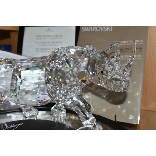 400 - A CASED/OUTER BOX SWAROVSKI CRYSTAL LIMITED EDITION RHINO SCULPTURE, numbered 4825/10000 to undersid... 