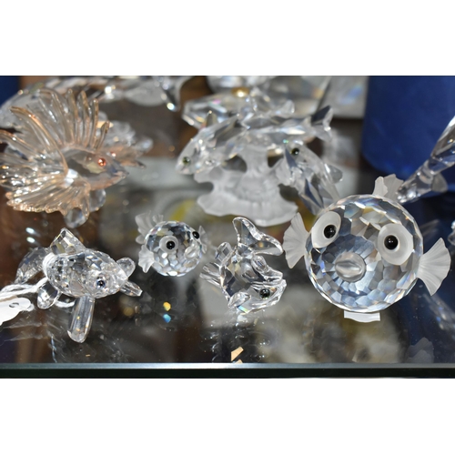 408 - A GROUP OF SWAROVSKI CRYSTAL SCULPTURES FROM THE 'AQUATIC WORLD' AND 'SOUTH SEA' COLLECTIONS, compri... 