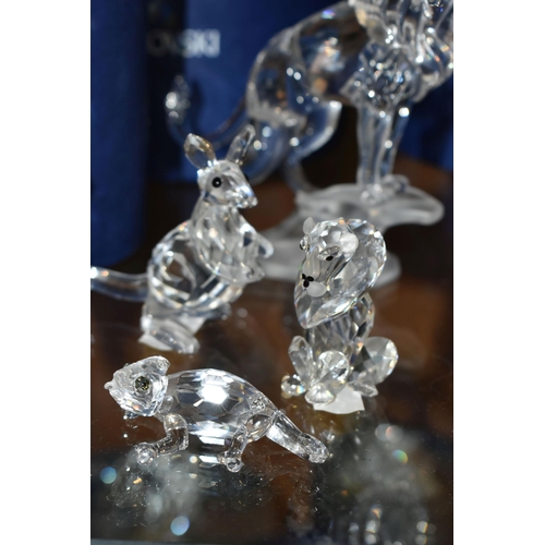 421 - A GROUP OF SWAROVSKI CRYSTAL SCULPTURES FROM THE 'RARE ENCOUNTERS' COLLECTION, comprising a boxed Gr... 