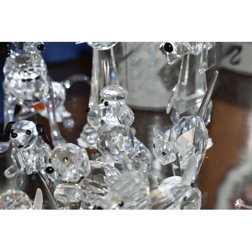 423 - A GROUP OF SWAROVSKI CRYSTAL 'A PETS CORNER' SERIES AND SIMILAR SCULPTURES, comprising a boxed Stand... 