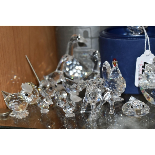 425 - A COLLECTION OF SWAROVSKI CRYSTAL ANIMAL AND BIRD FIGURES, from series including Barnyard Friends, B... 