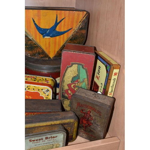 465 - A COLLECTION OF VINTAGE ADVERTISING TINS AND BOXES, assorted Tobacco, Biscuit and Toffee tins, examp... 