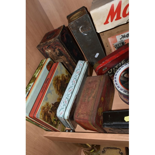 465 - A COLLECTION OF VINTAGE ADVERTISING TINS AND BOXES, assorted Tobacco, Biscuit and Toffee tins, examp... 