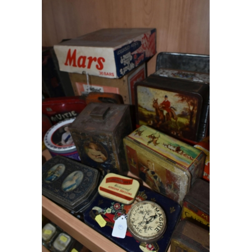 465 - A COLLECTION OF VINTAGE ADVERTISING TINS AND BOXES, assorted Tobacco, Biscuit and Toffee tins, examp... 