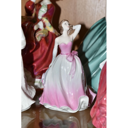 328 - FIVE COALPORT AND ROYAL DOULTON FIGURINES, comprising Coalport Springtime, and Royal Doulton: Sarah ... 