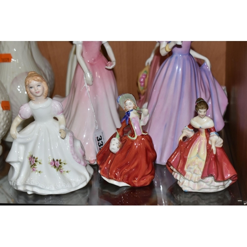 335 - SEVEN ROYAL DOULTON FIGURINES, comprising Amanda HN3632, Julie HN3878, Congratulations HN4306 (perso... 