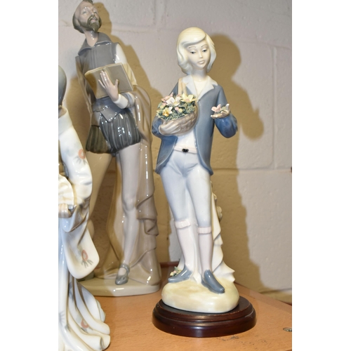 347 - FIVE NAO, MEDIFLOR AND OTHER FIGURES / GROUPS, comprising a Nao Japanese lady, a Nao Don Quixote, Me... 