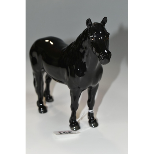 351 - A BESWICK BLACK GLOSS MODEL OF A FELL PONY, model no. 1647, printed marks to underside of hooves (Co... 